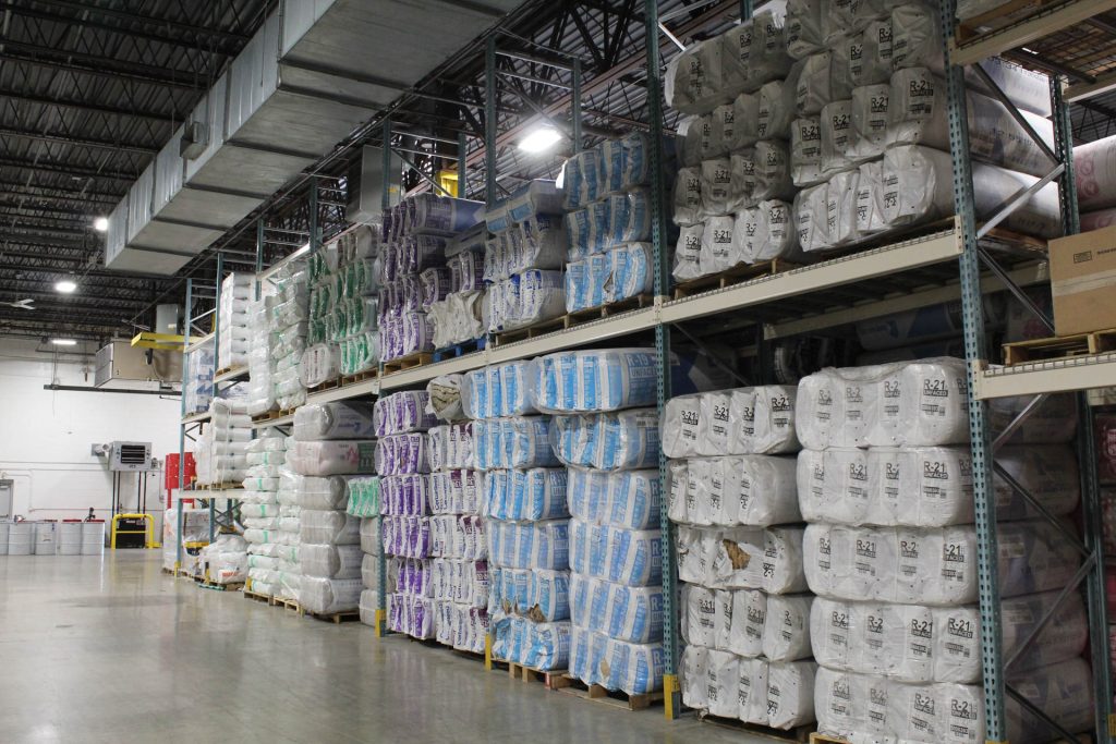 A closeup of the insulation warehouse at the Advanced Green headquarters