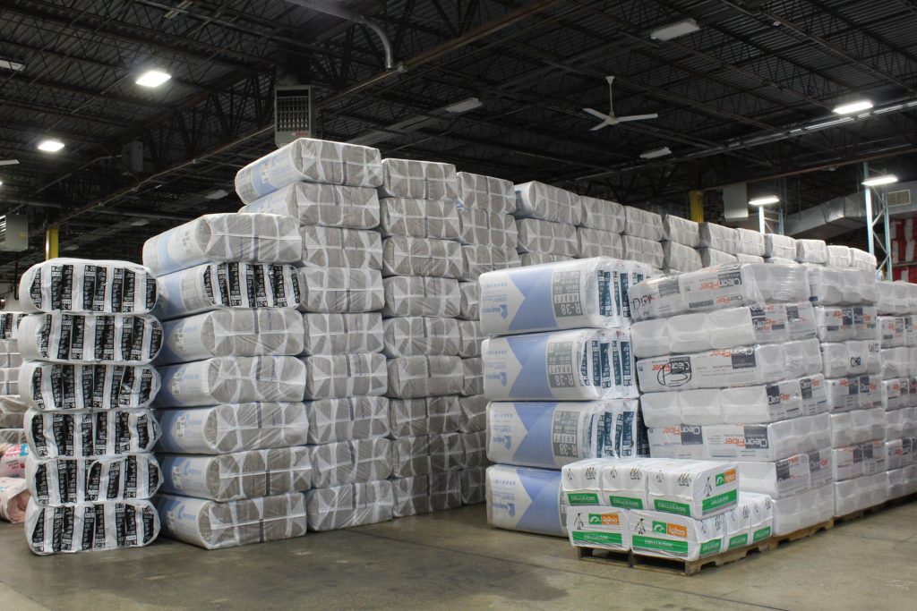 A closeup of the insulation warehouse at the Advanced Green headquarters