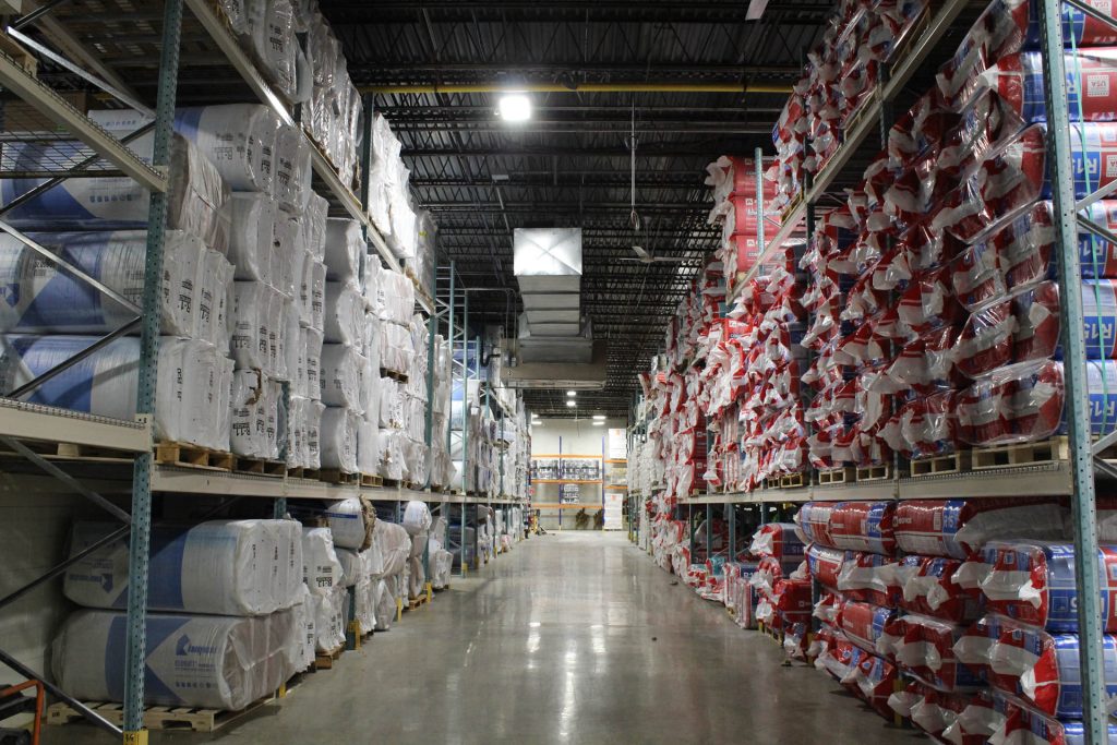 A closeup of the insulation warehouse at the Advanced Green headquarters